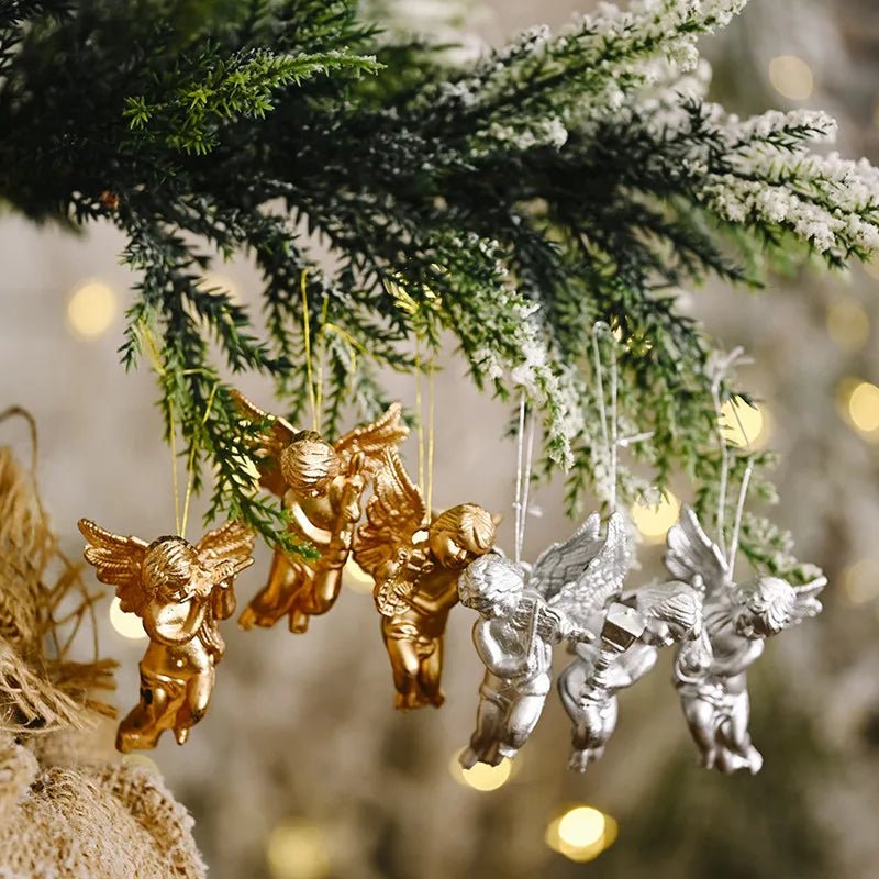 best cheap 6pcs Xmas Gold Silver Angel Pendant 2023 Christmas Party Decoration Christmas Tree Decorations Hanging Ornaments New Year Gifts shop online at M2K Trends for