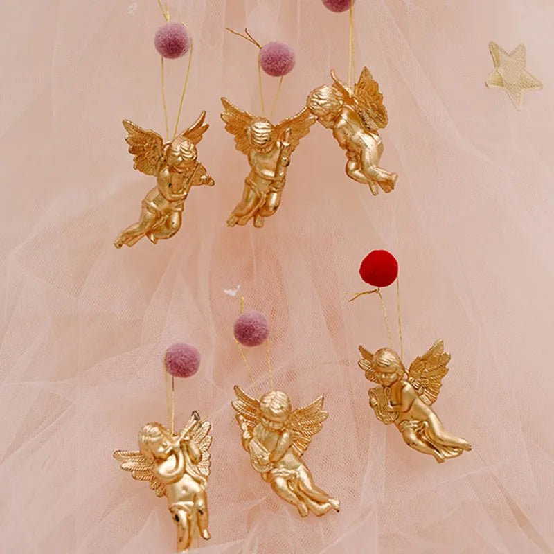 best cheap 6pcs Xmas Gold Silver Angel Pendant 2023 Christmas Party Decoration Christmas Tree Decorations Hanging Ornaments New Year Gifts shop online at M2K Trends for