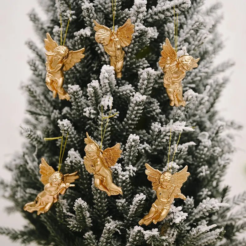 best cheap 6pcs Xmas Gold Silver Angel Pendant 2023 Christmas Party Decoration Christmas Tree Decorations Hanging Ornaments New Year Gifts shop online at M2K Trends for