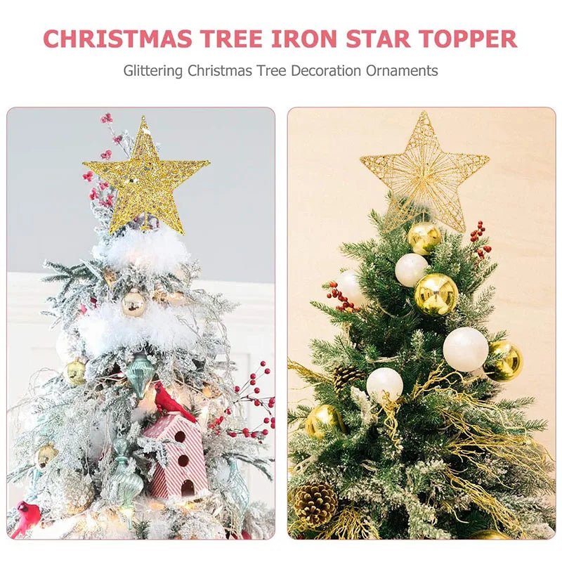 best cheap Gold Glitter Christmas Tree Top Iron Star Christmas Decorations For Home Xmas Tree Ornaments Navidad New Year 2023 Natal Noel shop online at M2K Trends for