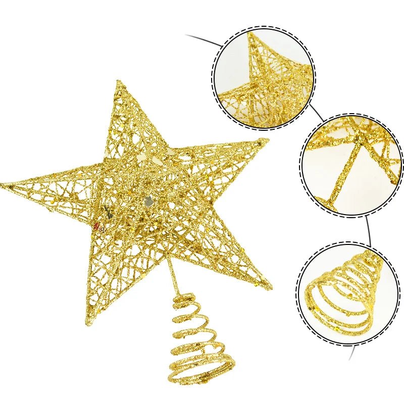 best cheap Gold Glitter Christmas Tree Top Iron Star Christmas Decorations For Home Xmas Tree Ornaments Navidad New Year 2023 Natal Noel shop online at M2K Trends for