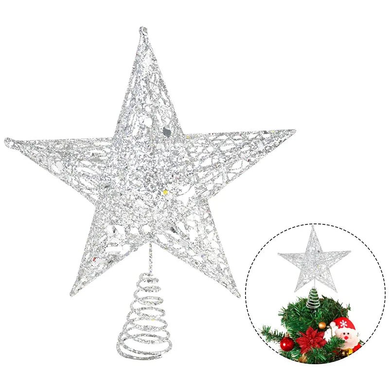 best cheap Gold Glitter Christmas Tree Top Iron Star Christmas Decorations For Home Xmas Tree Ornaments Navidad New Year 2023 Natal Noel shop online at M2K Trends for