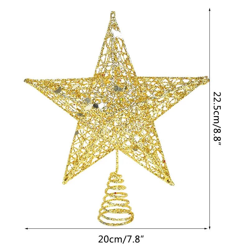 best cheap Gold Glitter Christmas Tree Top Iron Star Christmas Decorations For Home Xmas Tree Ornaments Navidad New Year 2023 Natal Noel shop online at M2K Trends for