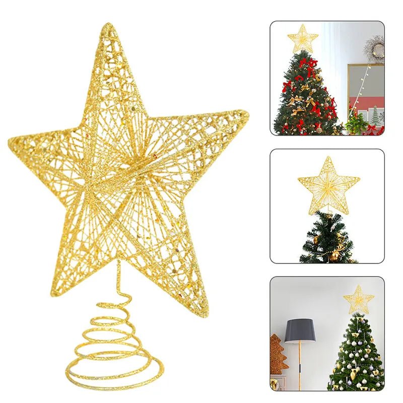 best cheap Gold Glitter Christmas Tree Top Iron Star Christmas Decorations For Home Xmas Tree Ornaments Navidad New Year 2023 Natal Noel shop online at M2K Trends for