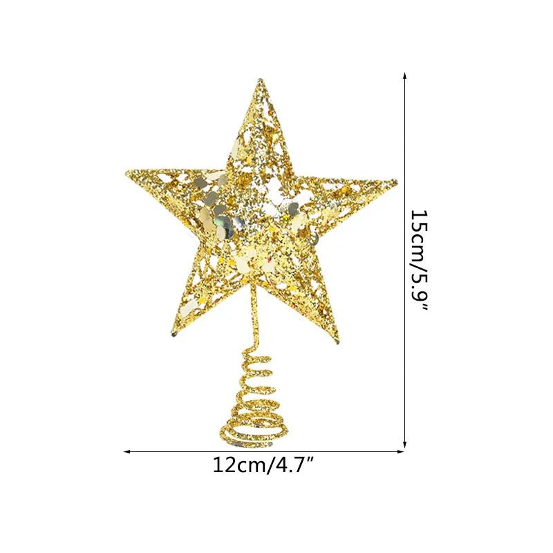 best cheap Gold Glitter Christmas Tree Top Iron Star Christmas Decorations For Home Xmas Tree Ornaments Navidad New Year 2023 Natal Noel shop online at M2K Trends for