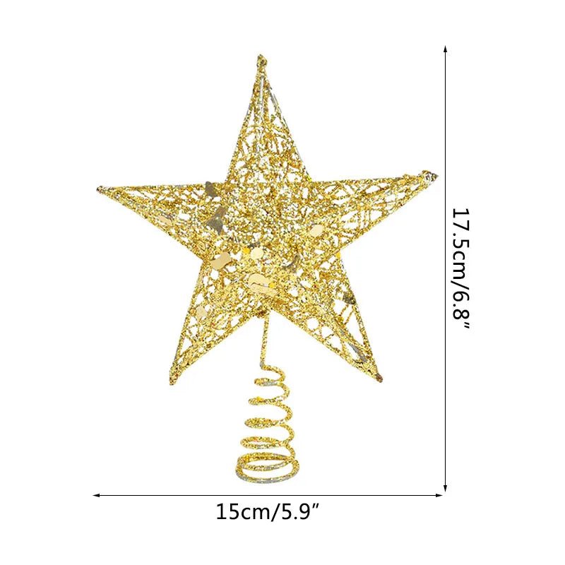 best cheap Gold Glitter Christmas Tree Top Iron Star Christmas Decorations For Home Xmas Tree Ornaments Navidad New Year 2023 Natal Noel shop online at M2K Trends for