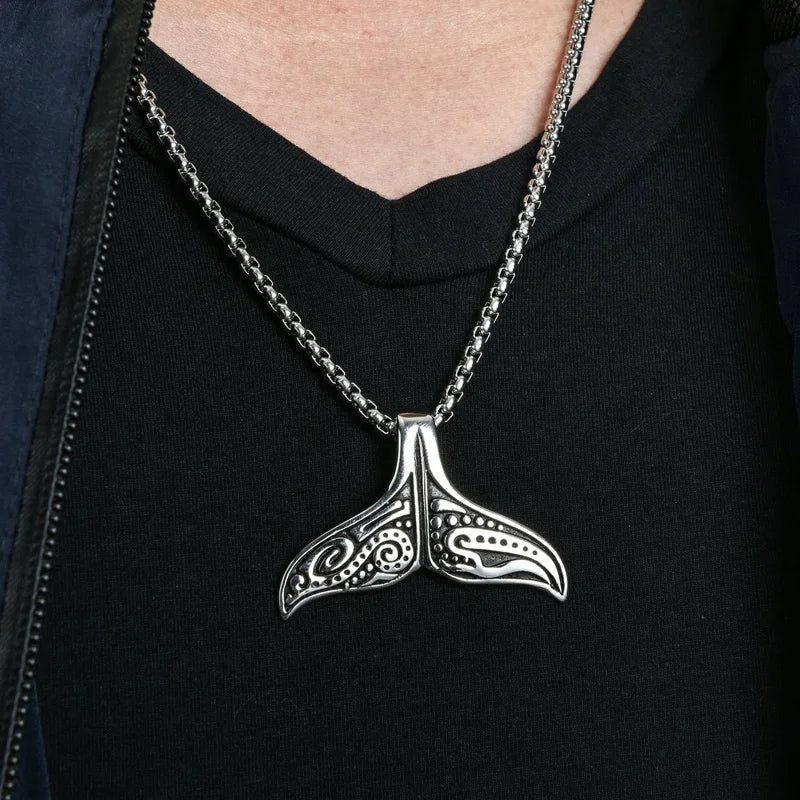 best cheap Lovely Stainless Steel Whale Tail Pendant Chain Necklace for Men or Women Punk Rock Biker Rider Jewelry Best Gift for Christmas shop online at M2K Trends for