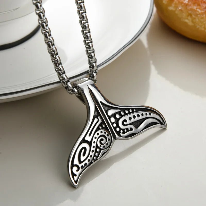 best cheap Lovely Stainless Steel Whale Tail Pendant Chain Necklace for Men or Women Punk Rock Biker Rider Jewelry Best Gift for Christmas shop online at M2K Trends for