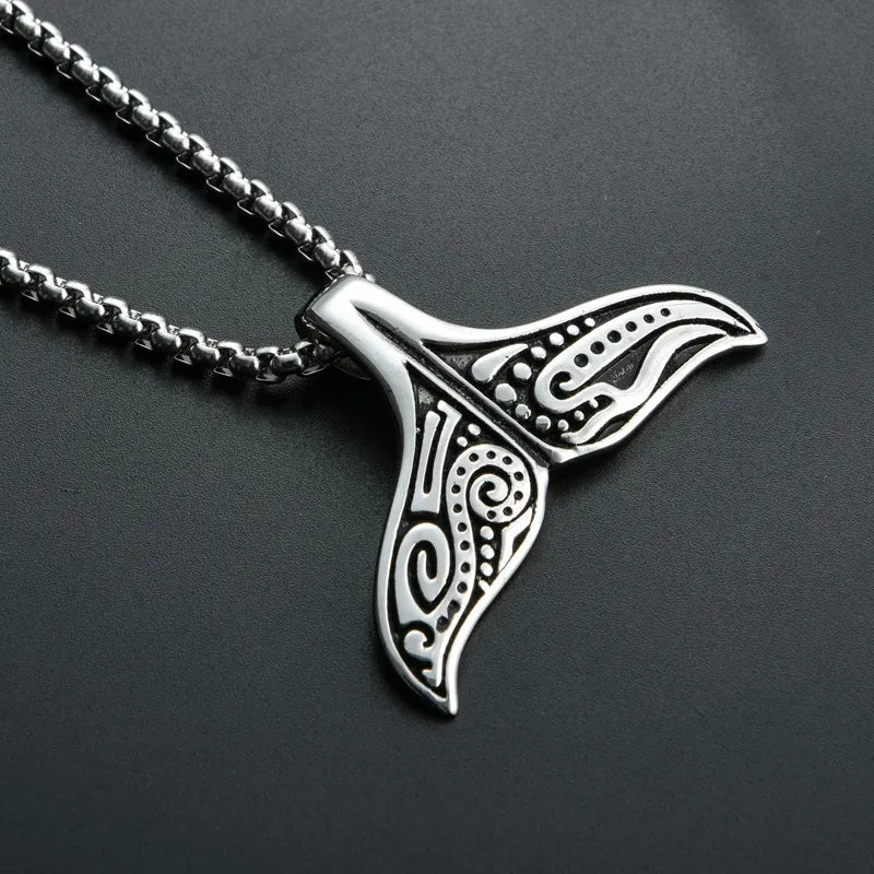 best cheap Lovely Stainless Steel Whale Tail Pendant Chain Necklace for Men or Women Punk Rock Biker Rider Jewelry Best Gift for Christmas shop online at M2K Trends for