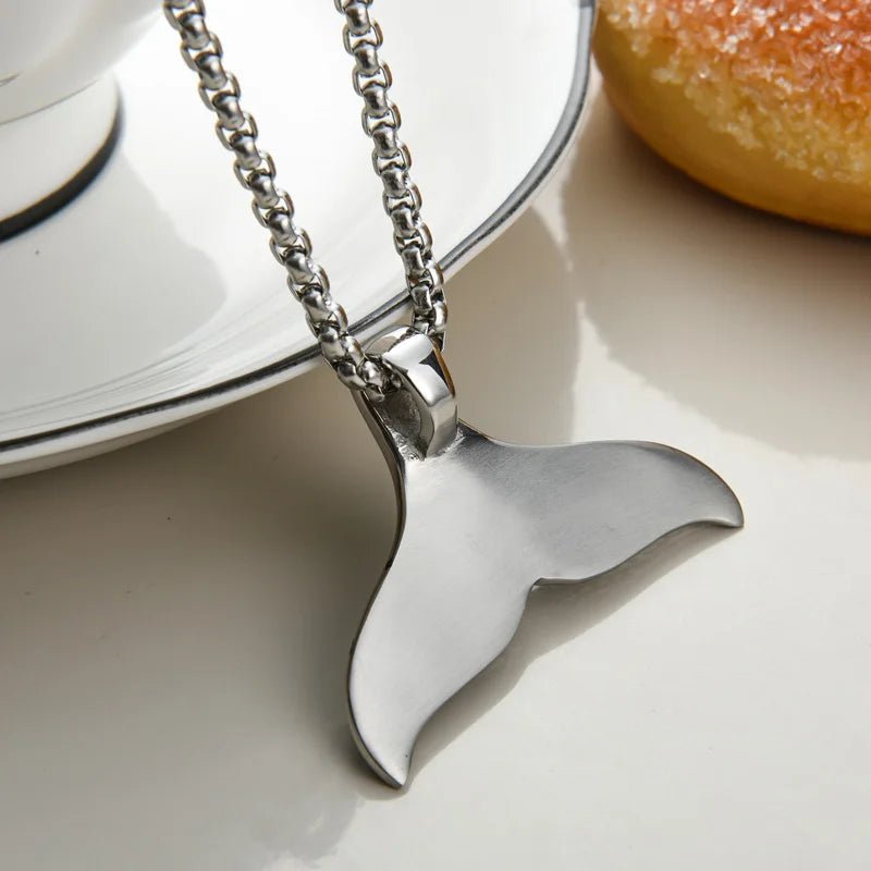 best cheap Lovely Stainless Steel Whale Tail Pendant Chain Necklace for Men or Women Punk Rock Biker Rider Jewelry Best Gift for Christmas shop online at M2K Trends for