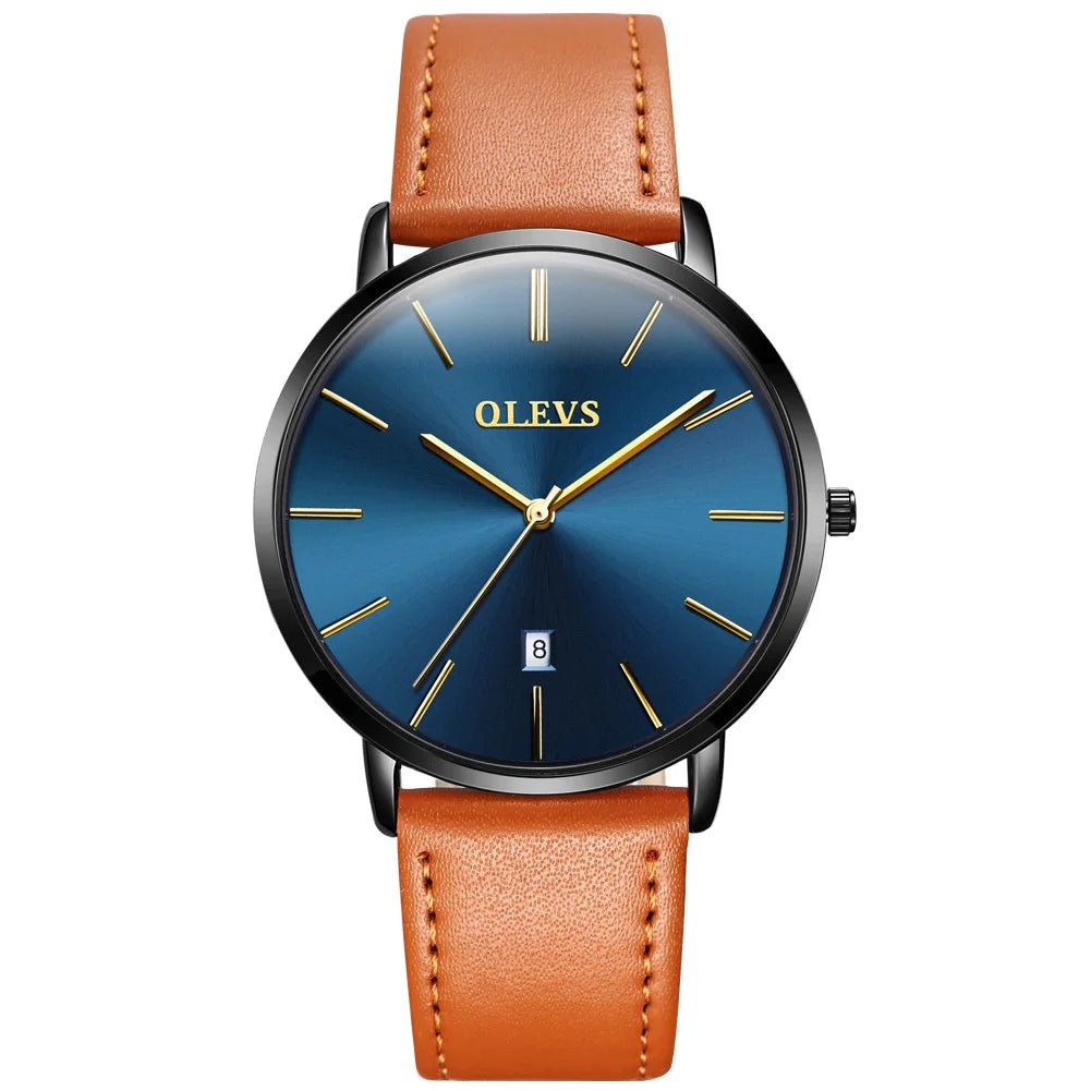 best Cheap OLEVS 5869 Men Sport Quartz Watch MinimalistWatches Week And Date Chronograph Watch Fashion Leather Strap Watch For Boy shop online at M2K Trends for