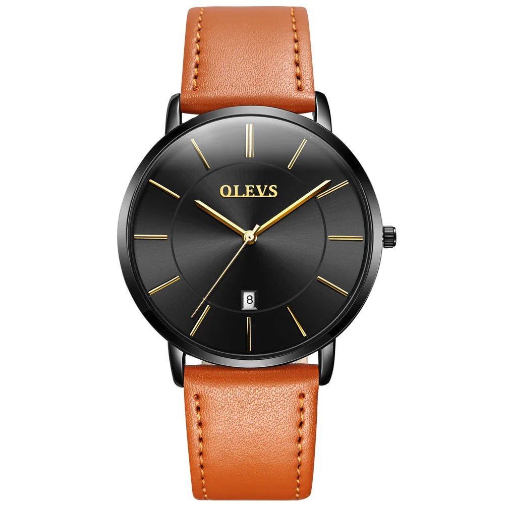 best Cheap OLEVS 5869 Men Sport Quartz Watch MinimalistWatches Week And Date Chronograph Watch Fashion Leather Strap Watch For Boy shop online at M2K Trends for