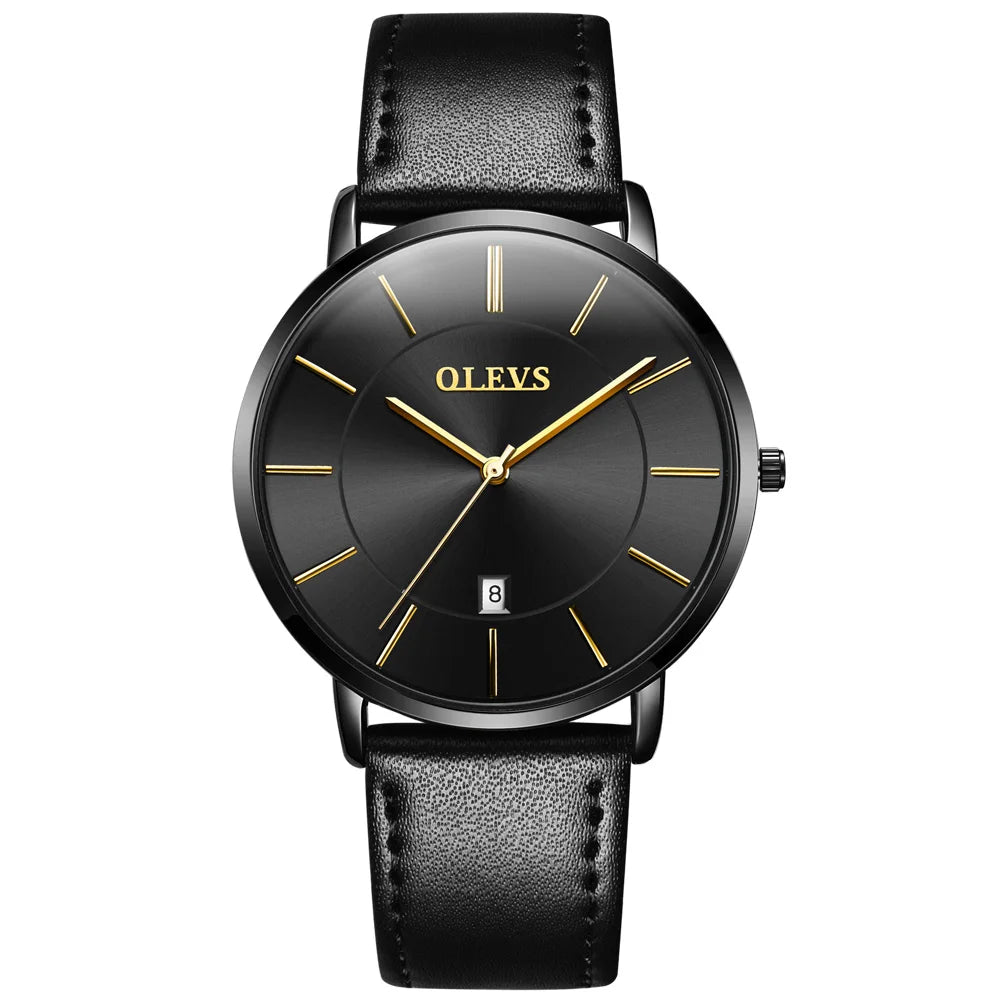 best Cheap OLEVS 5869 Men Sport Quartz Watch MinimalistWatches Week And Date Chronograph Watch Fashion Leather Strap Watch For Boy shop online at M2K Trends for