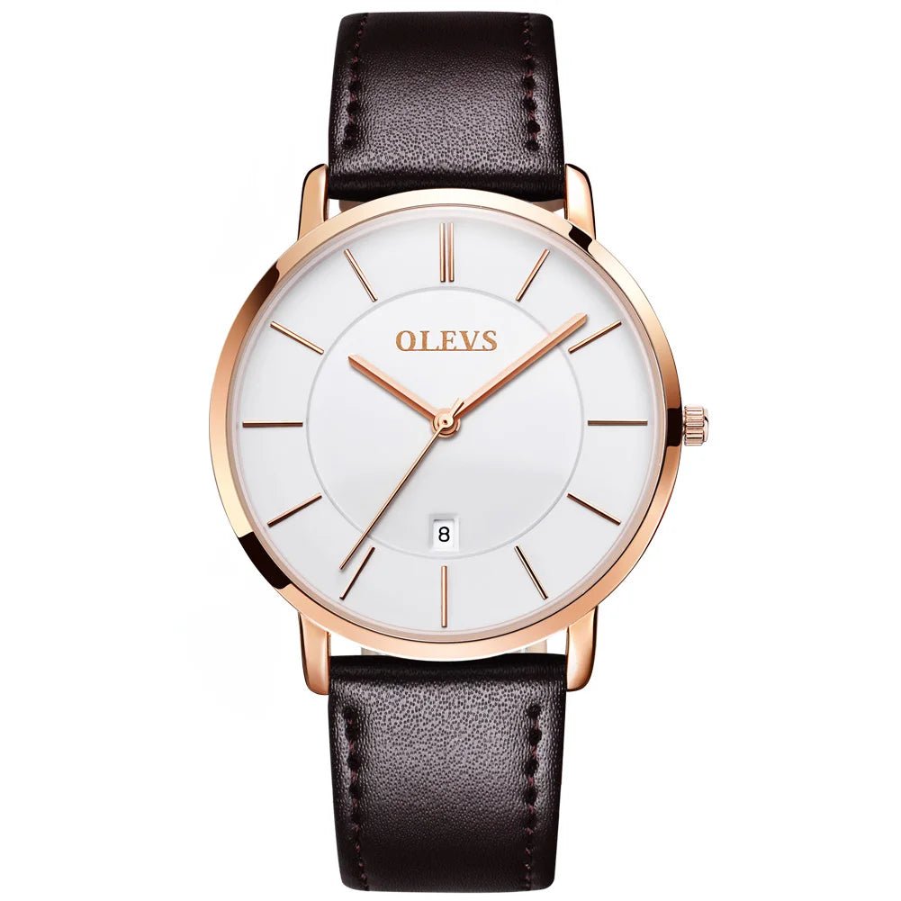 best Cheap OLEVS 5869 Men Sport Quartz Watch MinimalistWatches Week And Date Chronograph Watch Fashion Leather Strap Watch For Boy shop online at M2K Trends for