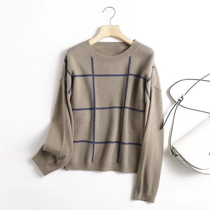 best Check Casual Sweater Loose Sweater 0 shop online at M2K Trends for