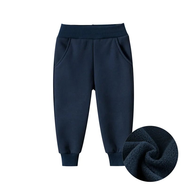 best Children Trousers for Boys 2023 Autumn Winter Fleece Thickening Solid Blue Black Grey Sport Casual Long Pants for 1-9 Years shop online at M2K Trends for