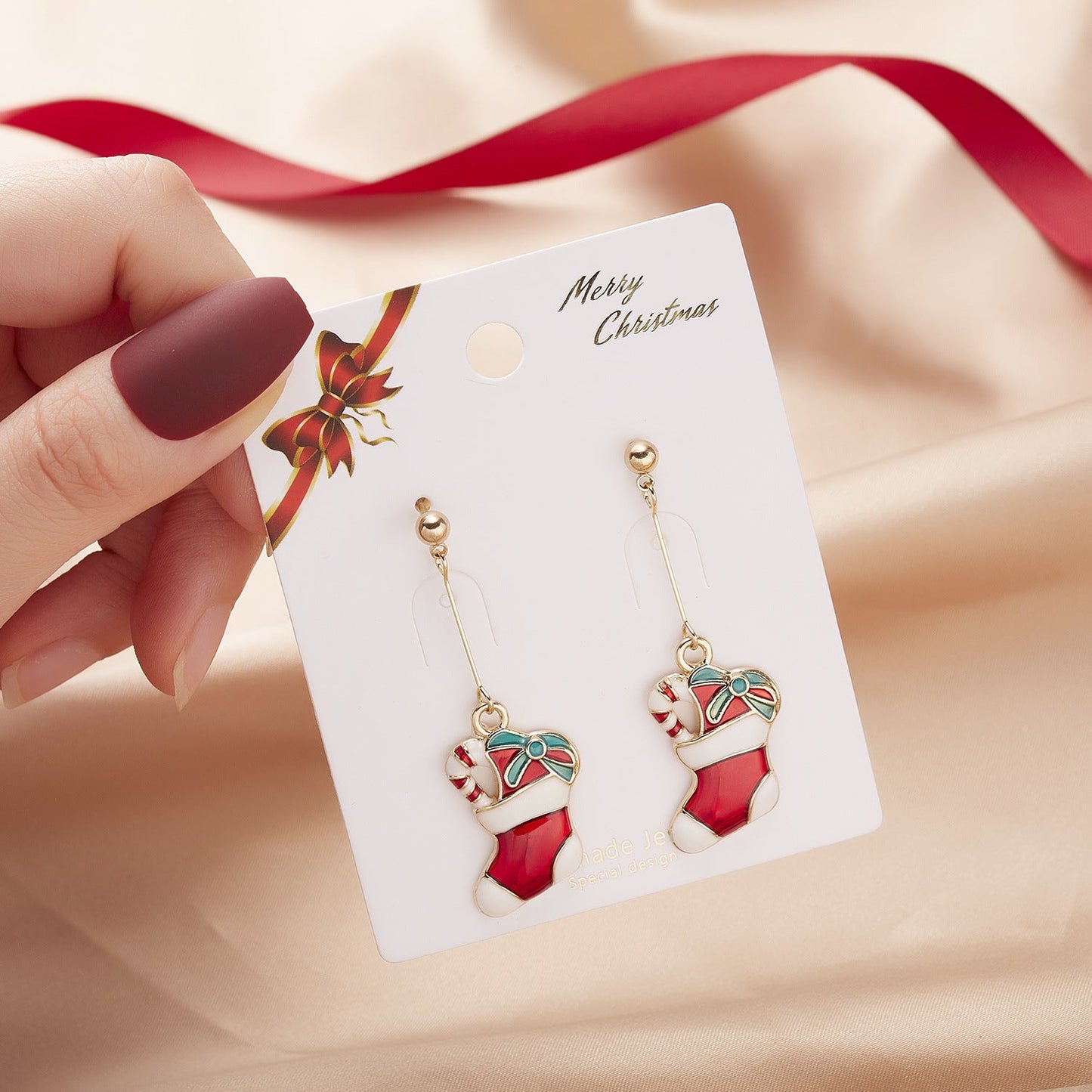 best Christmas Cartoon Angel Earrings Bells Five-pointed Stars Star Stud Earrings 0 shop online at M2K Trends for