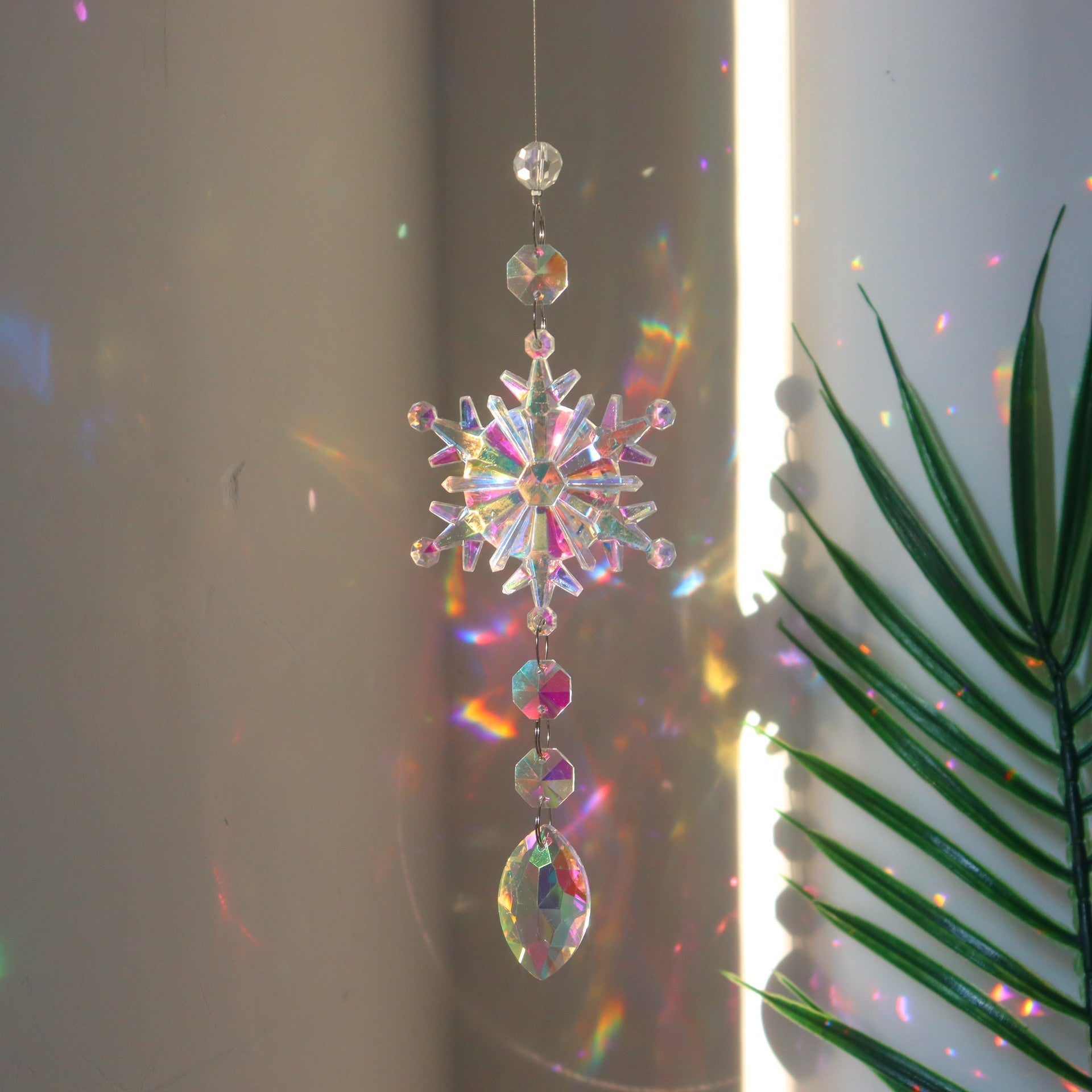 best Christmas Colorful Snowflake Crystal Sun Catcher Ice Pillar Pendant Window Christmas Tree Decoration Party Pendant Christmas Decorations 0 shop online at M2K Trends for