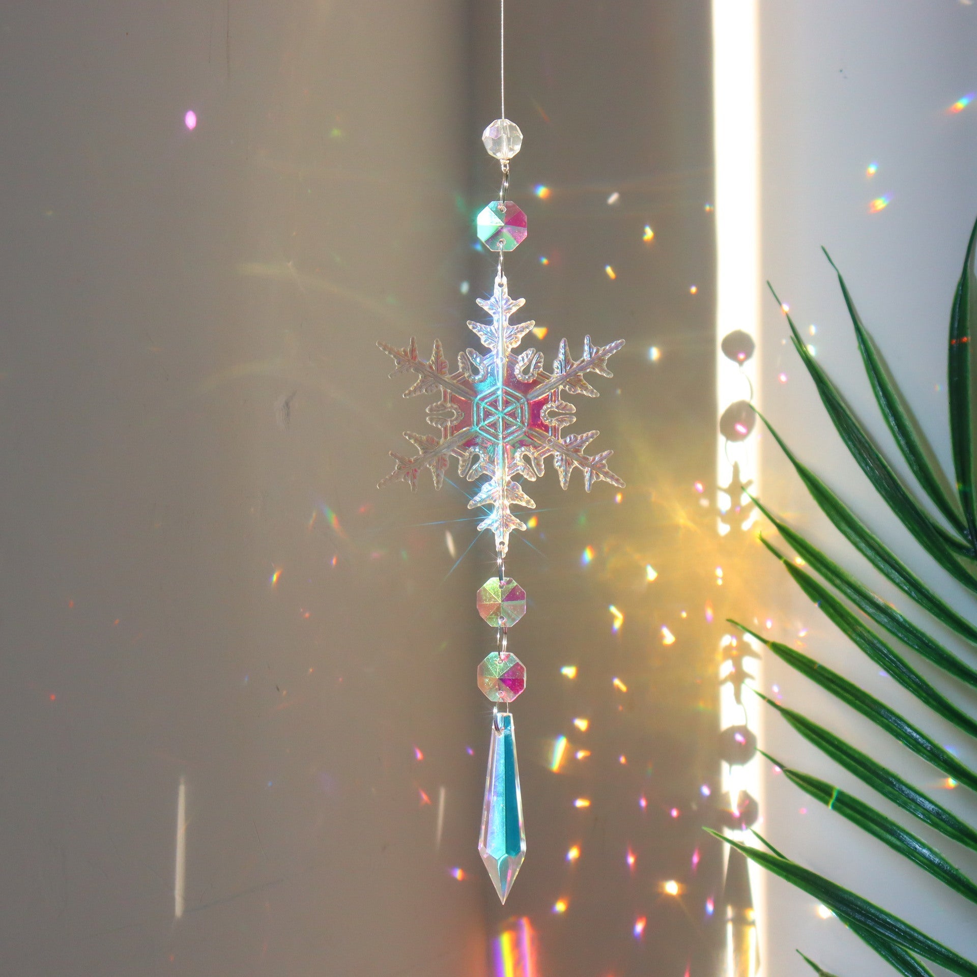best Christmas Colorful Snowflake Crystal Sun Catcher Ice Pillar Pendant Window Christmas Tree Decoration Party Pendant Christmas Decorations 0 shop online at M2K Trends for