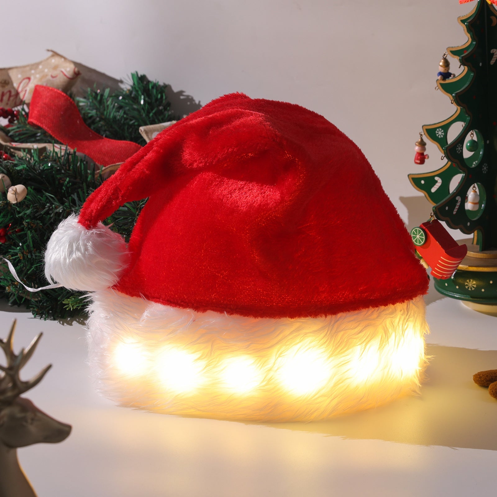best Christmas Hat LED Light Plush Children's Adult Christmas Decorations Christmas Supplies Luminous Santa Hat Home Decoracion 0 shop online at M2K Trends for