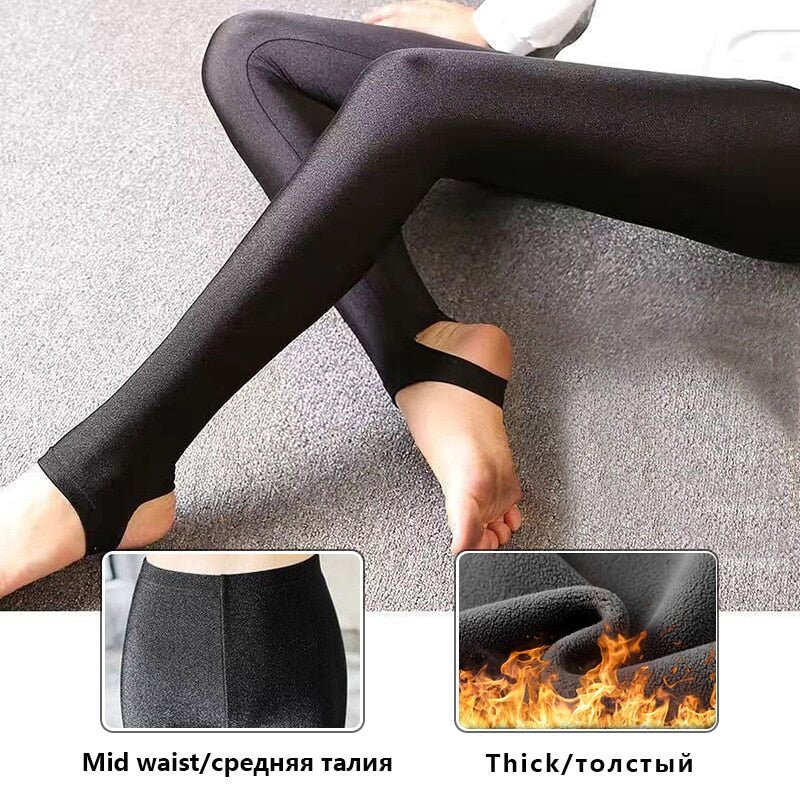 best CHRLEISURE Winter Leggings Velvet Warm Tights High Elastic Thicken Female Luster Pants Black Skinny Pants For Women Leggins 0 shop online at M2K Trends for