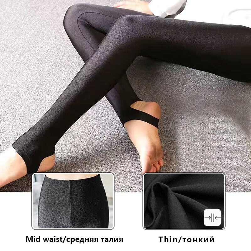 best CHRLEISURE Winter Leggings Velvet Warm Tights High Elastic Thicken Female Luster Pants Black Skinny Pants For Women Leggins 0 shop online at M2K Trends for