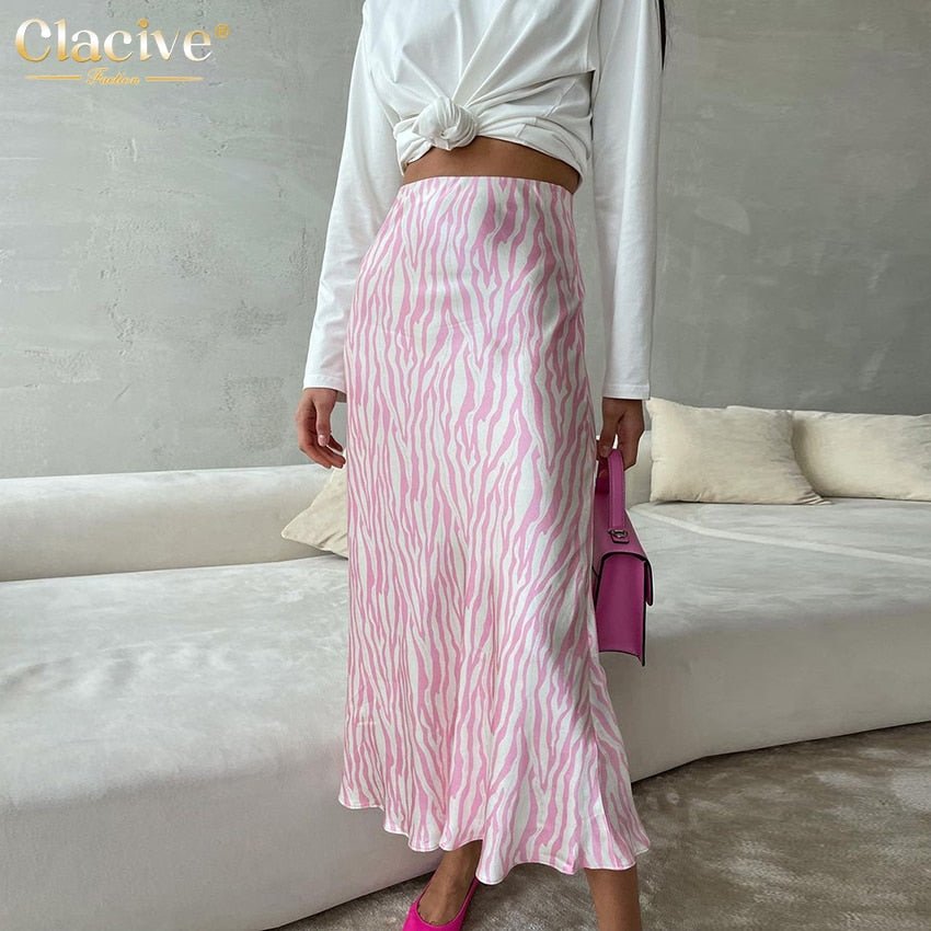 best Clacive Fashion Slim Print Women'S Skirt 2023 Bodycon High Waist Midi Skirts Streetwear Elegant Classic Skirt Female Clothing 0 shop online at M2K Trends for