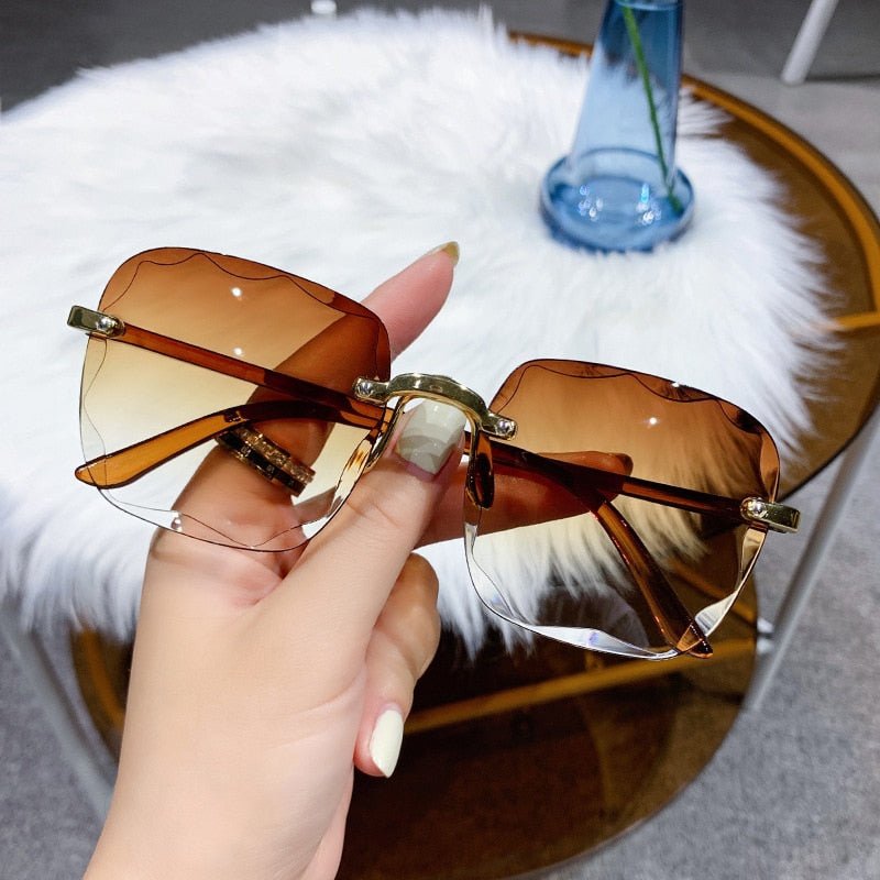 best Classic Vintage Square Sunglasses Woman Gradient Mirror Frameless Sun Glasses Female Retro Fashion Rimless Oculos De Sol 0 shop online at M2K Trends for