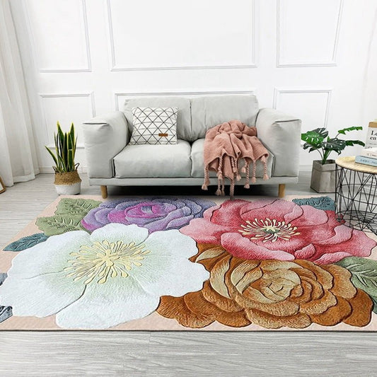 best Colorful 3D Flowers Printed Living Room Large Area Rugs Sofa Coffee Textiles & Pillows shop online at M2K Trends for Carpet