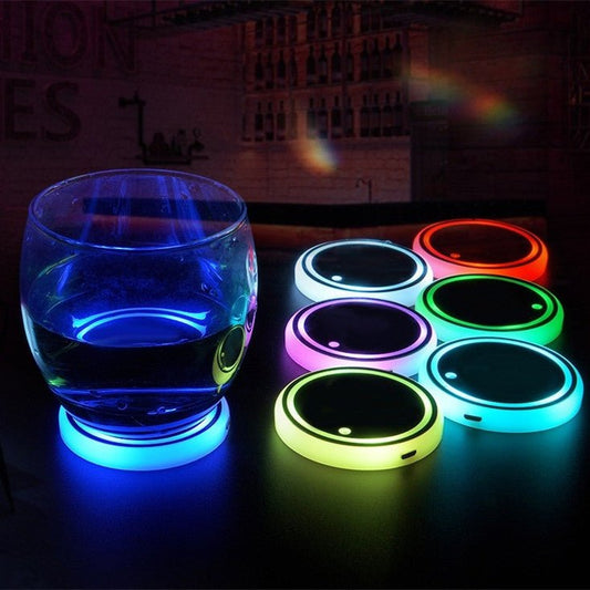 best Colorful Cup Holder LED Light-up Coaster Solar & USB Charging Non-slip Coaster Ambient Light For Car Automatically 0 shop online at M2K Trends for Wireless