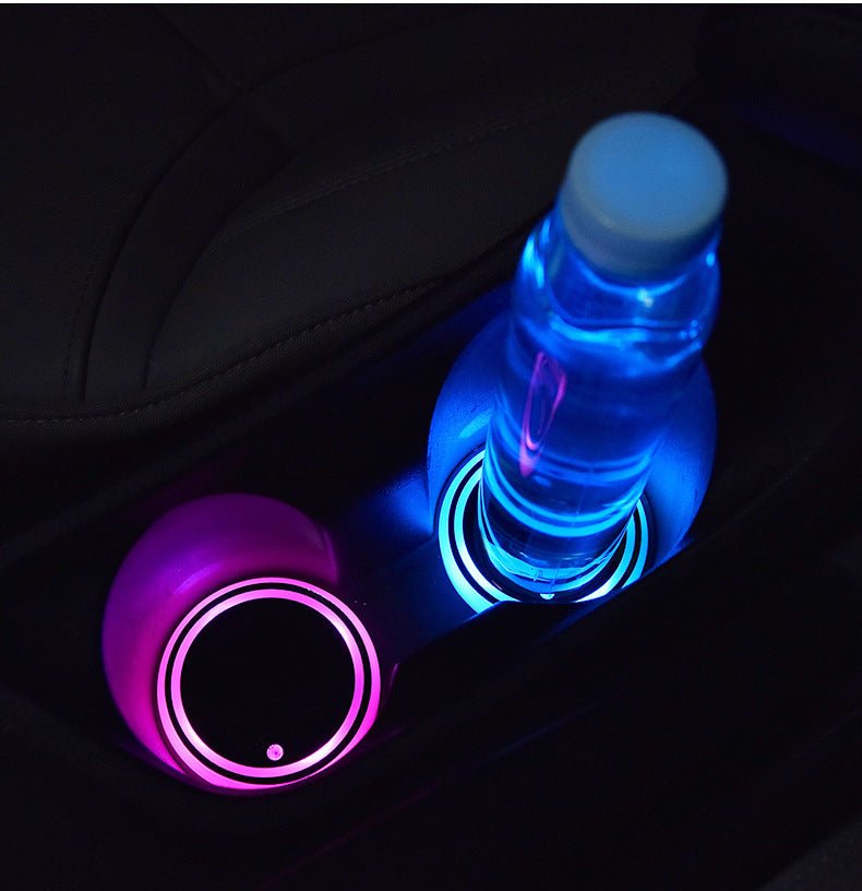 best Colorful Cup Holder LED Light-up Coaster Solar & USB Charging Non-slip Coaster Ambient Light For Car Automatically 0 shop online at M2K Trends for Wireless