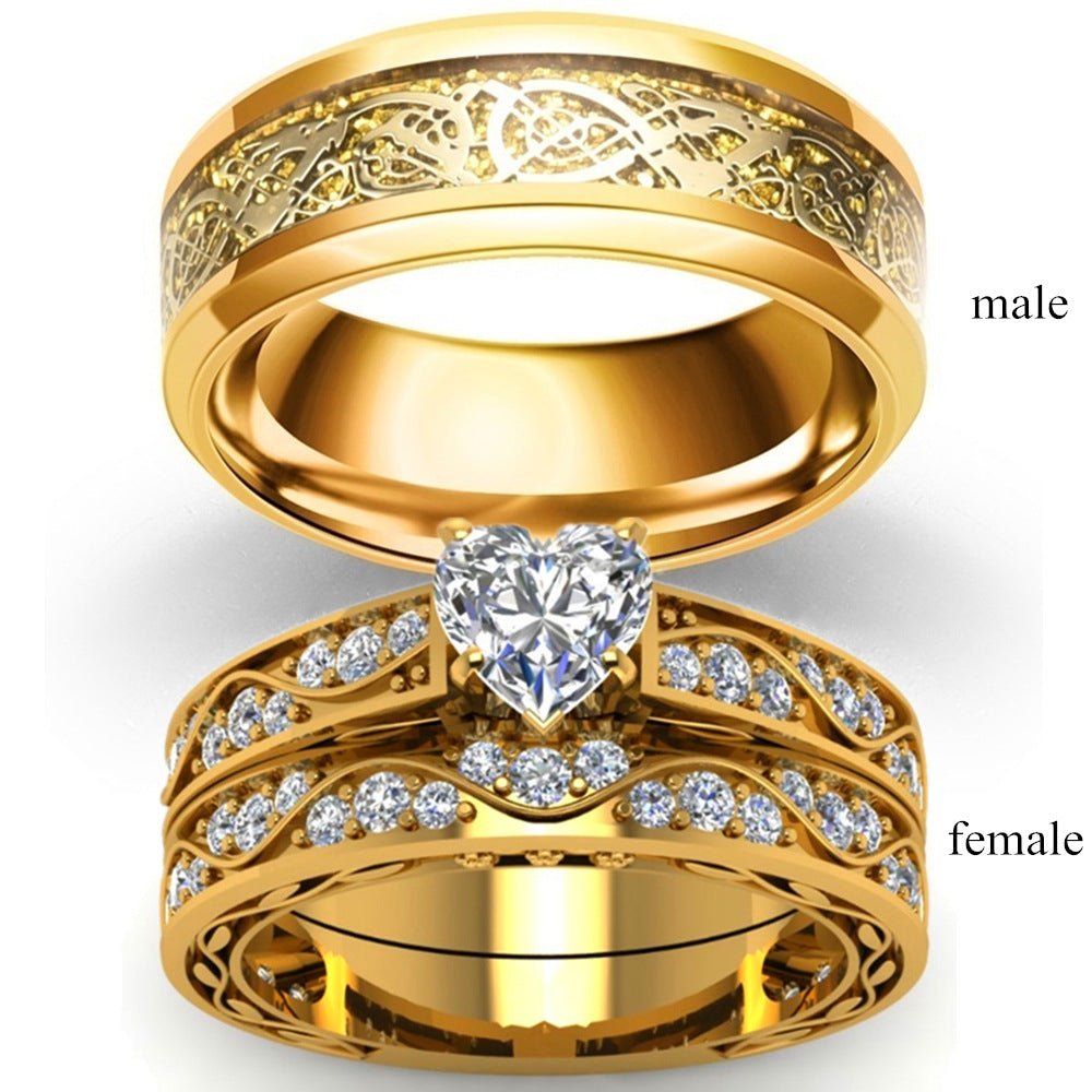 best Couple Ring with Zircon Golden Dragon Ring Accessories shop online at M2K Trends for Gold Ring