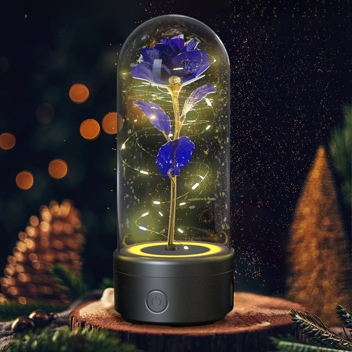 best Creative 2 In 1 Rose Flowers LED Light And Bluetooth Speaker Valentine's Day Gift Rose Luminous Night Light Ornament In Glass Cover valentine lights shop online at M2K Trends for valentines