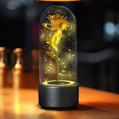 best Creative 2 In 1 Rose Flowers LED Light And Bluetooth Speaker Valentine's Day Gift Rose Luminous Night Light Ornament In Glass Cover valentine lights shop online at M2K Trends for valentines