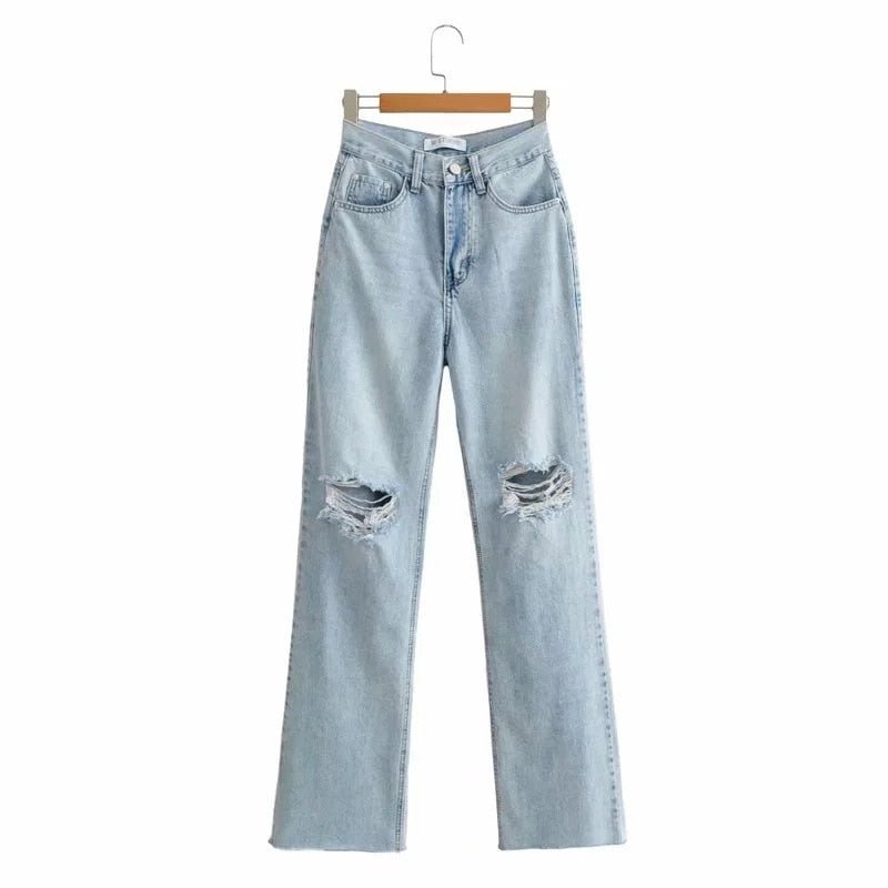 best Denim Ripped Distressed Jeans Woman High Waist Flare Pants Bottom Streetwear Trousers Pants Jeans Ladies 0 shop online at M2K Trends for