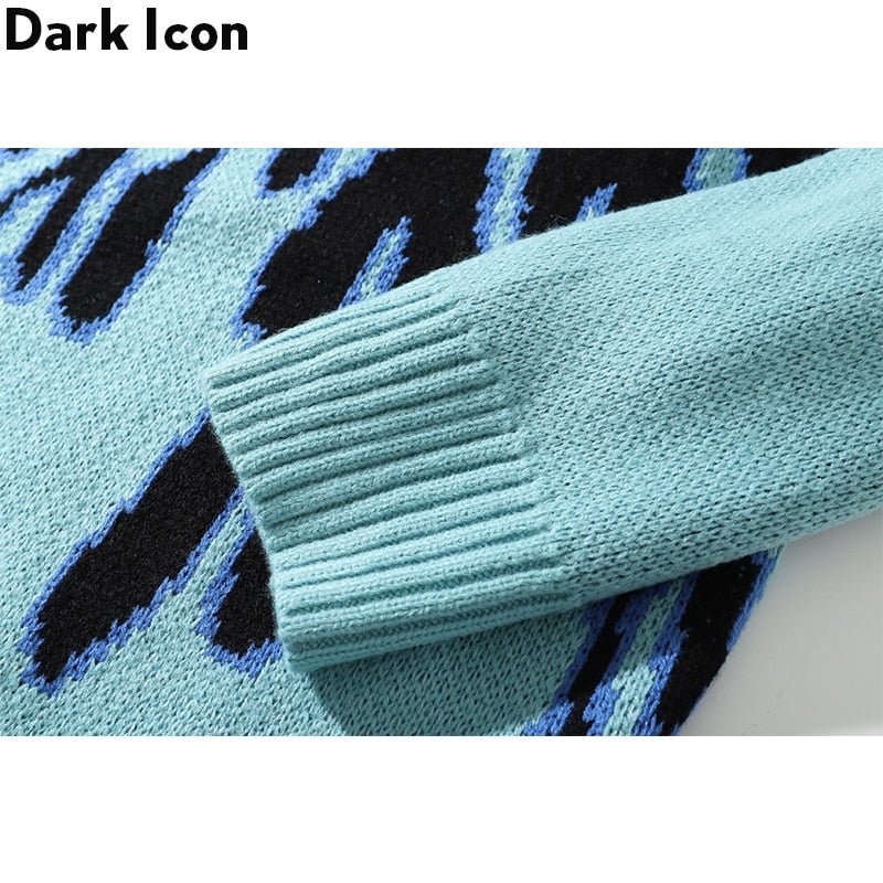 best DARK ICON Blue Flame Sweater Me 2019 Winter Streetwear Men's Sweaters Pullover Knitwear Sweater for Men 0 shop online at M2K Trends for