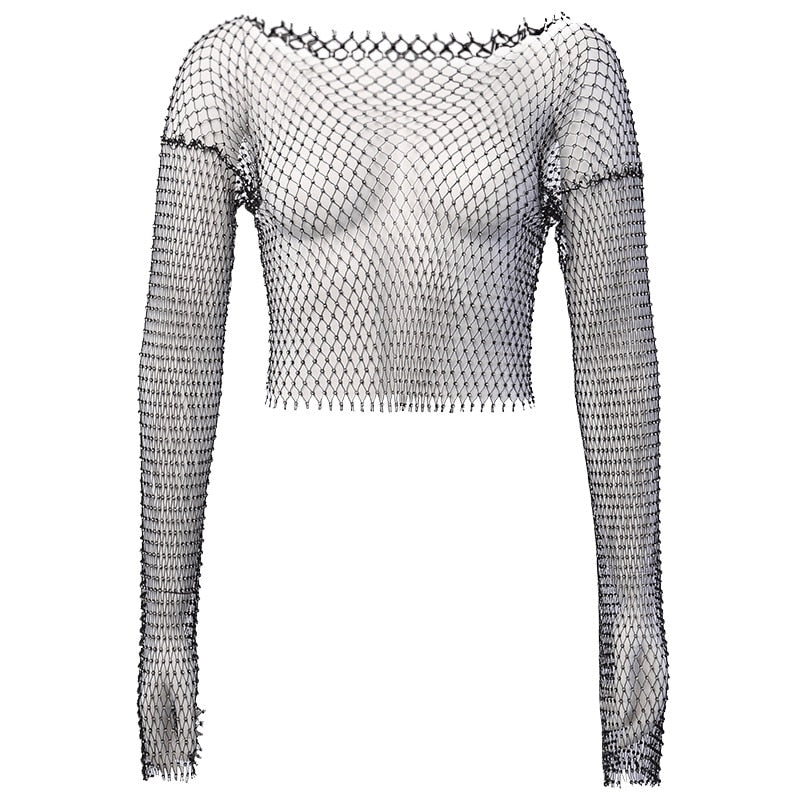 best See Through Crop Tops 2020 Summer Women Hollow Out Beachwear Tops Shiny Sexy Fashion Party Club Top 0 shop online at M2K Trends for