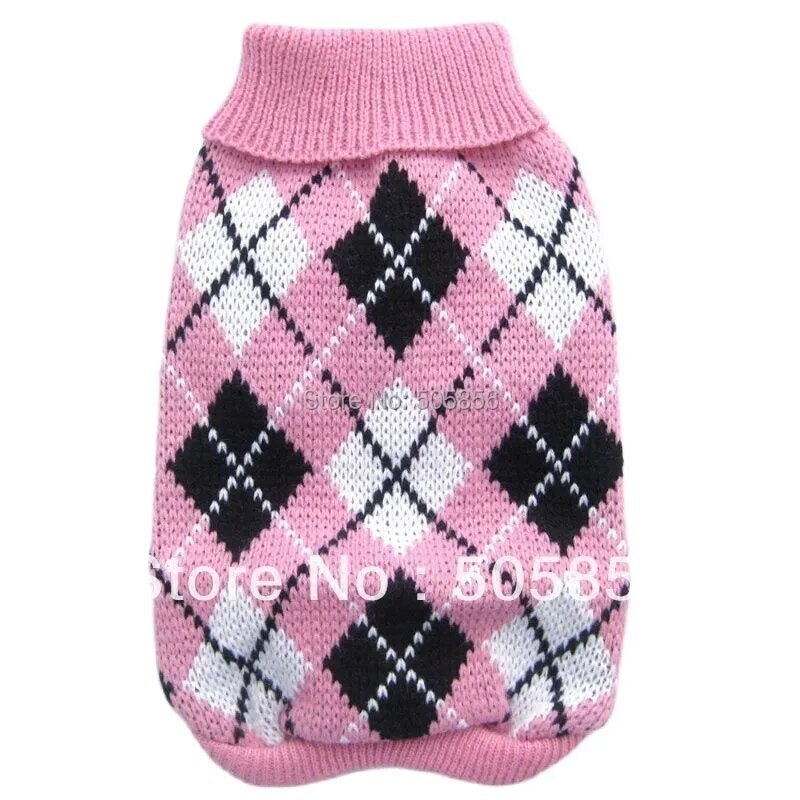 best Dog Cat Argyle Sweater Hoodie Pet Puppy Coat Jacket Autumn/Winter Apparel 5 Colours 6 Sizes shop online at M2K Trends for