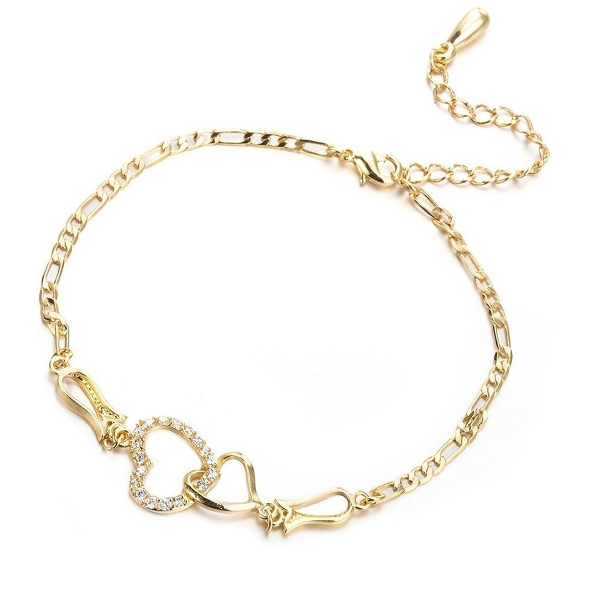 best Double Heart Ankle Women Crystal Bracelet Sets shop online at M2K Trends for Anklets