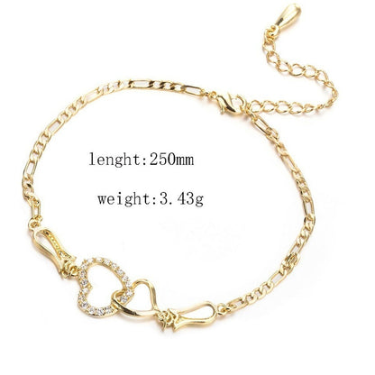 best Double Heart Ankle Women Crystal Bracelet Sets shop online at M2K Trends for Anklets