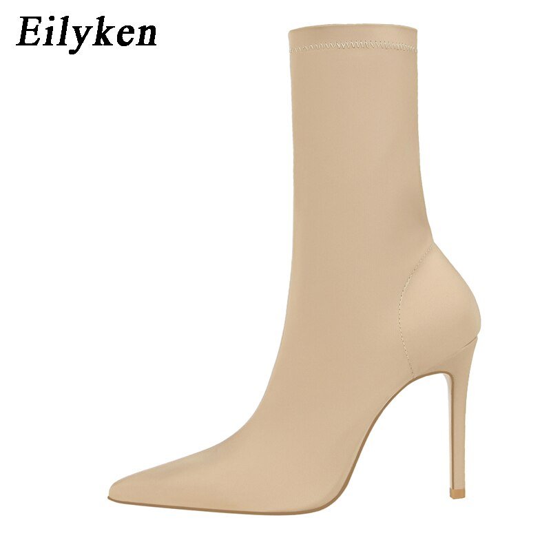 best Eilyken 2023 New Autumn Winter Fashion Stretch Fabric Ankle Boots Women Pointed Toe High Heels Shoes Female Socks Pumps 0 shop online at M2K Trends for