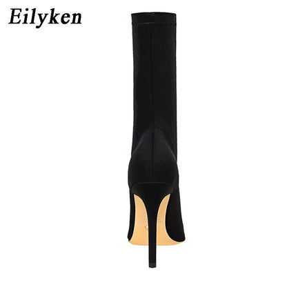 best Eilyken 2023 New Autumn Winter Fashion Stretch Fabric Ankle Boots Women Pointed Toe High Heels Shoes Female Socks Pumps 0 shop online at M2K Trends for