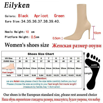 best Eilyken 2023 New Autumn Winter Fashion Stretch Fabric Ankle Boots Women Pointed Toe High Heels Shoes Female Socks Pumps 0 shop online at M2K Trends for