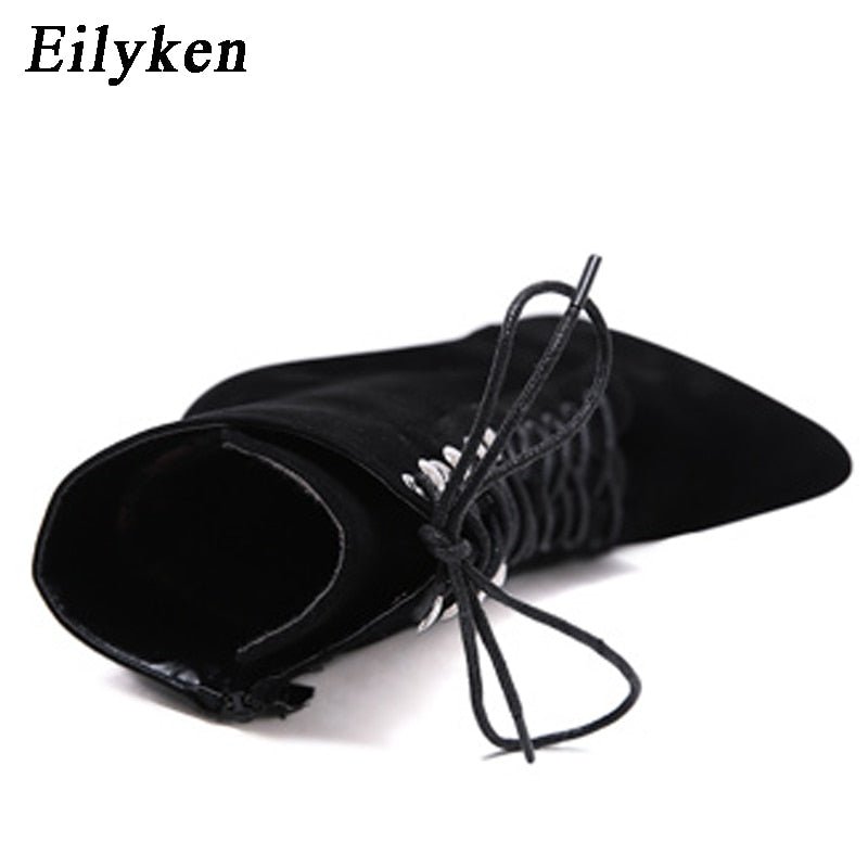 best Eilyken 2023 New Women Pointed Toe Ankle Boots Autumn Winter Cross-tied Zipper Chelsea Booties Party Stripper Ladies Shoes 0 shop online at M2K Trends for