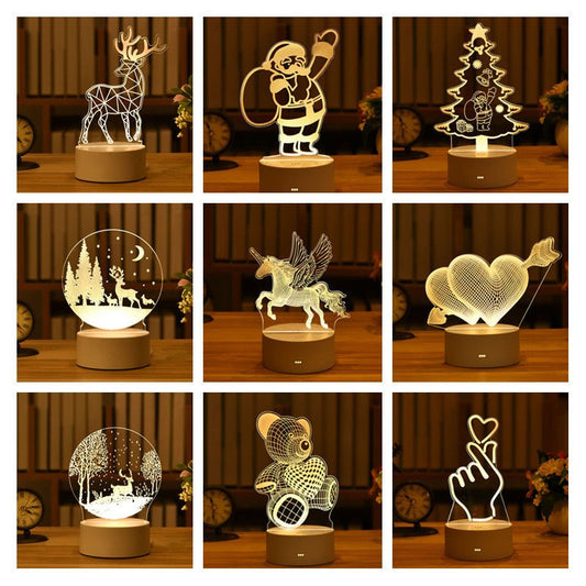 best Elk Bear Unicorn 3D Lamp Acrylic LED Night Lights Neon Lamp Wedding Lighting shop online at M2K Trends for Night Lights