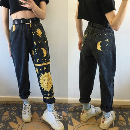 best Europe And The United States 2021 New Ladies Fashion Fashion Printed Harem Pants Loose Jeans Clothing shop online at M2K Trends for