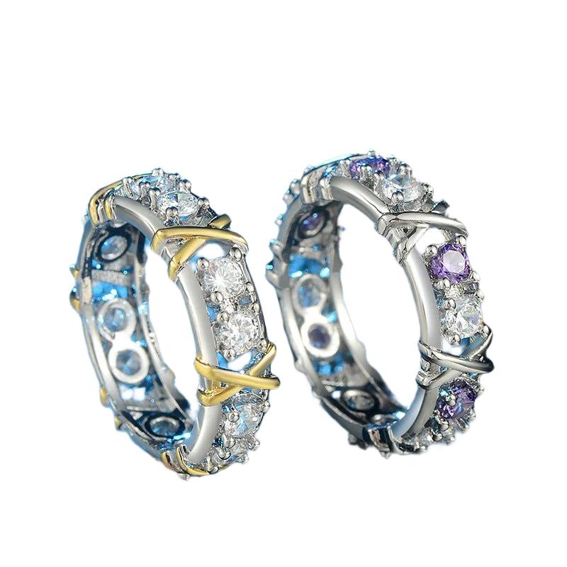 best Europe and the United States zircon two-color ring ladies color separation Zircon engagement jewelry Accessories shop online at M2K Trends for Gold Ring