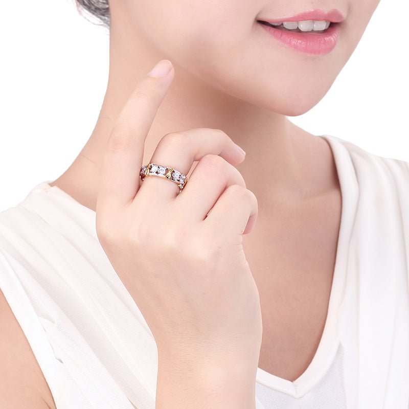 best Europe and the United States zircon two-color ring ladies color separation Zircon engagement jewelry Accessories shop online at M2K Trends for Gold Ring