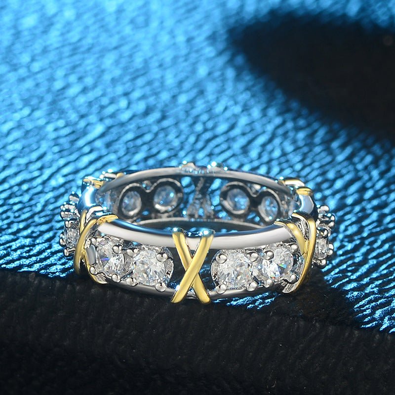 best Europe and the United States zircon two-color ring ladies color separation Zircon engagement jewelry Accessories shop online at M2K Trends for Gold Ring