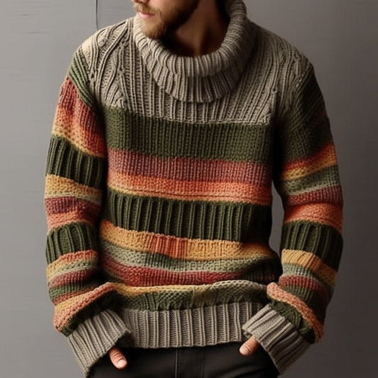 best European And American Turtleneck Sweater Autumn And Winter Lapel Color Matching Knitted 0 shop online at M2K Trends for